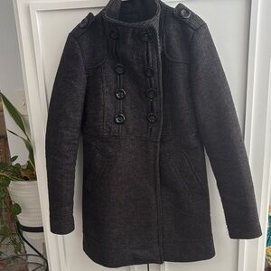 Black Double-Breasted Military Style Coat